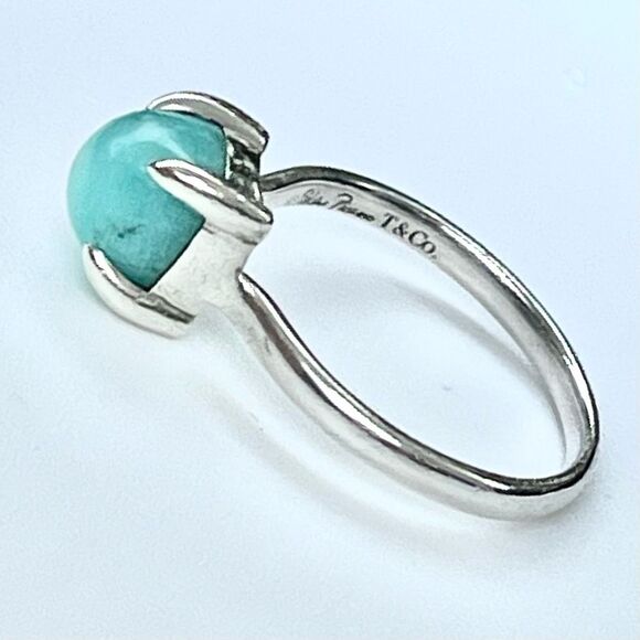 Tiffany & Co. Retired Paloma Picasso's Sugar Stack Amazonite Ring -Sz 6.5 - Picture 12 of 16